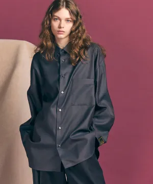 4 Colors Chambray Washable Wool Prime-Over Regular Collar Shirt