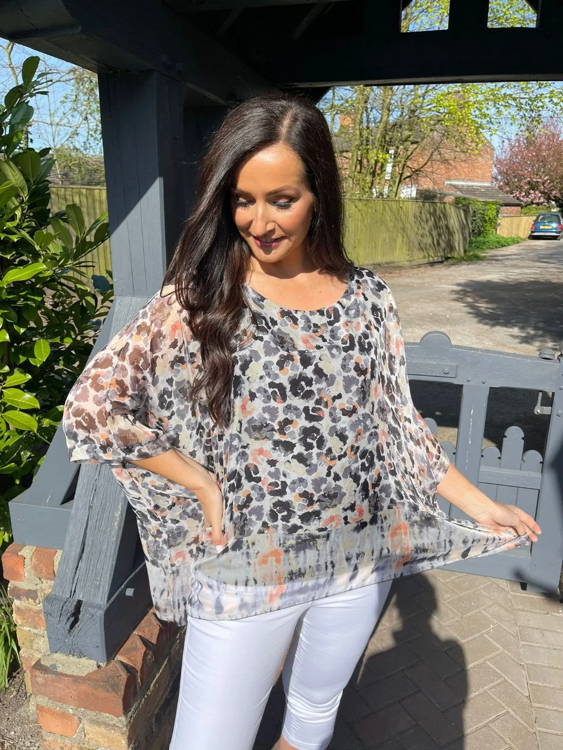 Animal Print Floaty Top Freya