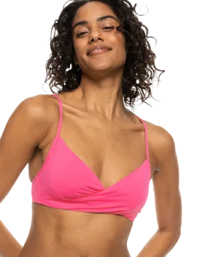 Beach Classic Wrap Bikini Top in Shocking Pink