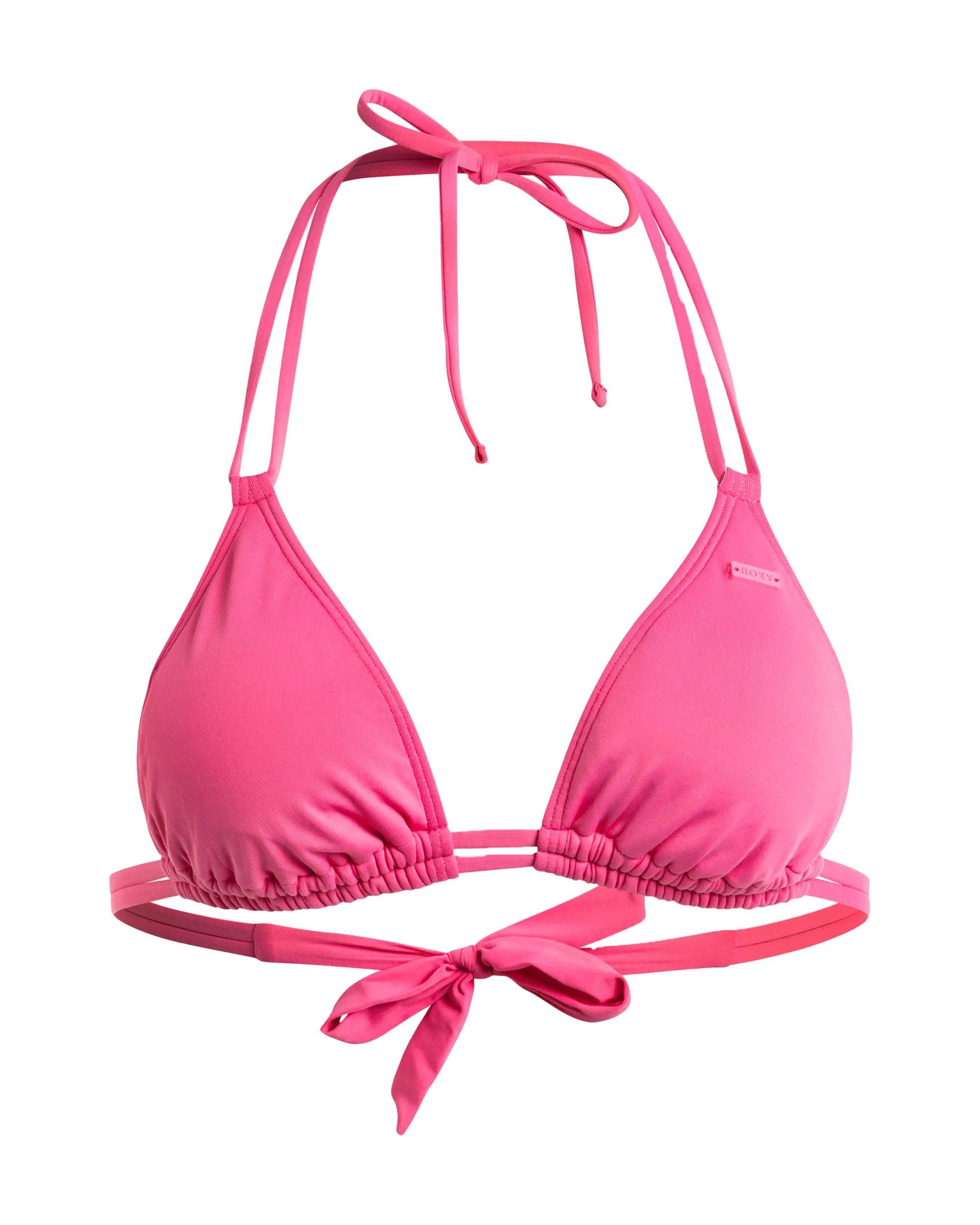 Beach Classics Mini Triangle Bikini Top in Shocking Pink