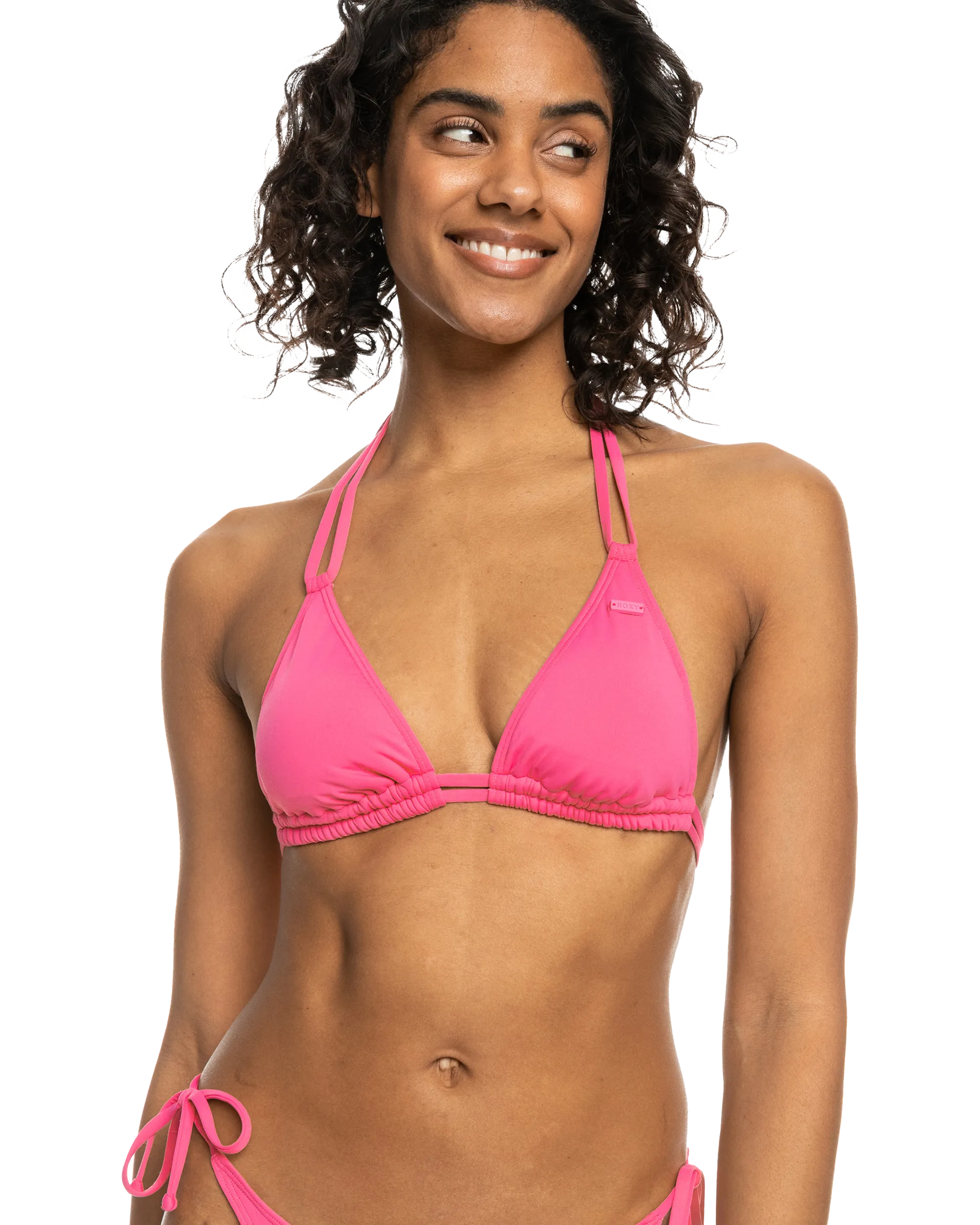 Beach Classics Mini Triangle Bikini Top in Shocking Pink