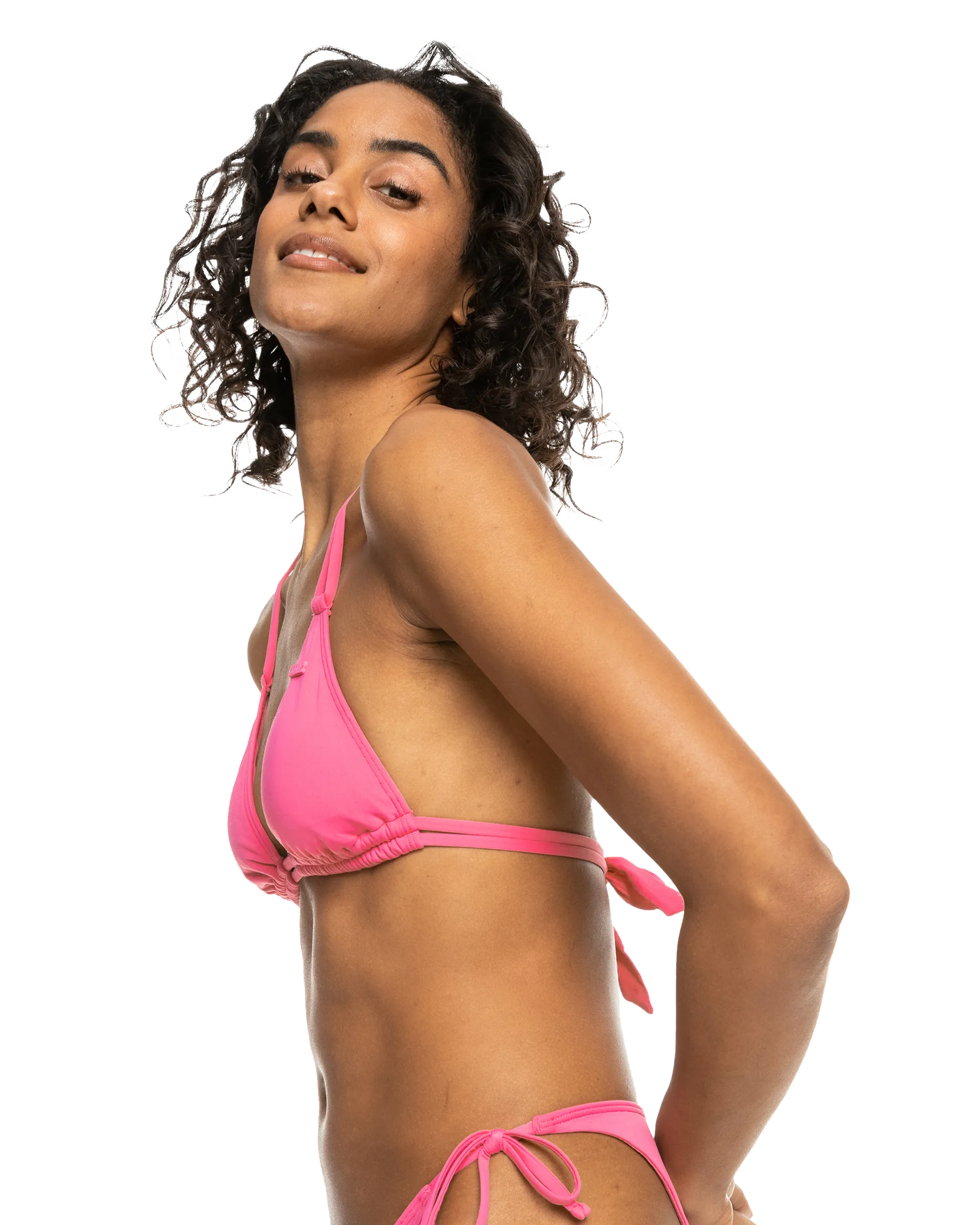 Beach Classics Mini Triangle Bikini Top in Shocking Pink
