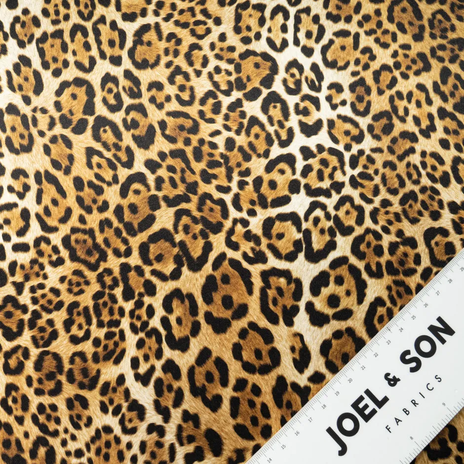 Beige, Brown & Black Leopard Printed Silk Satin