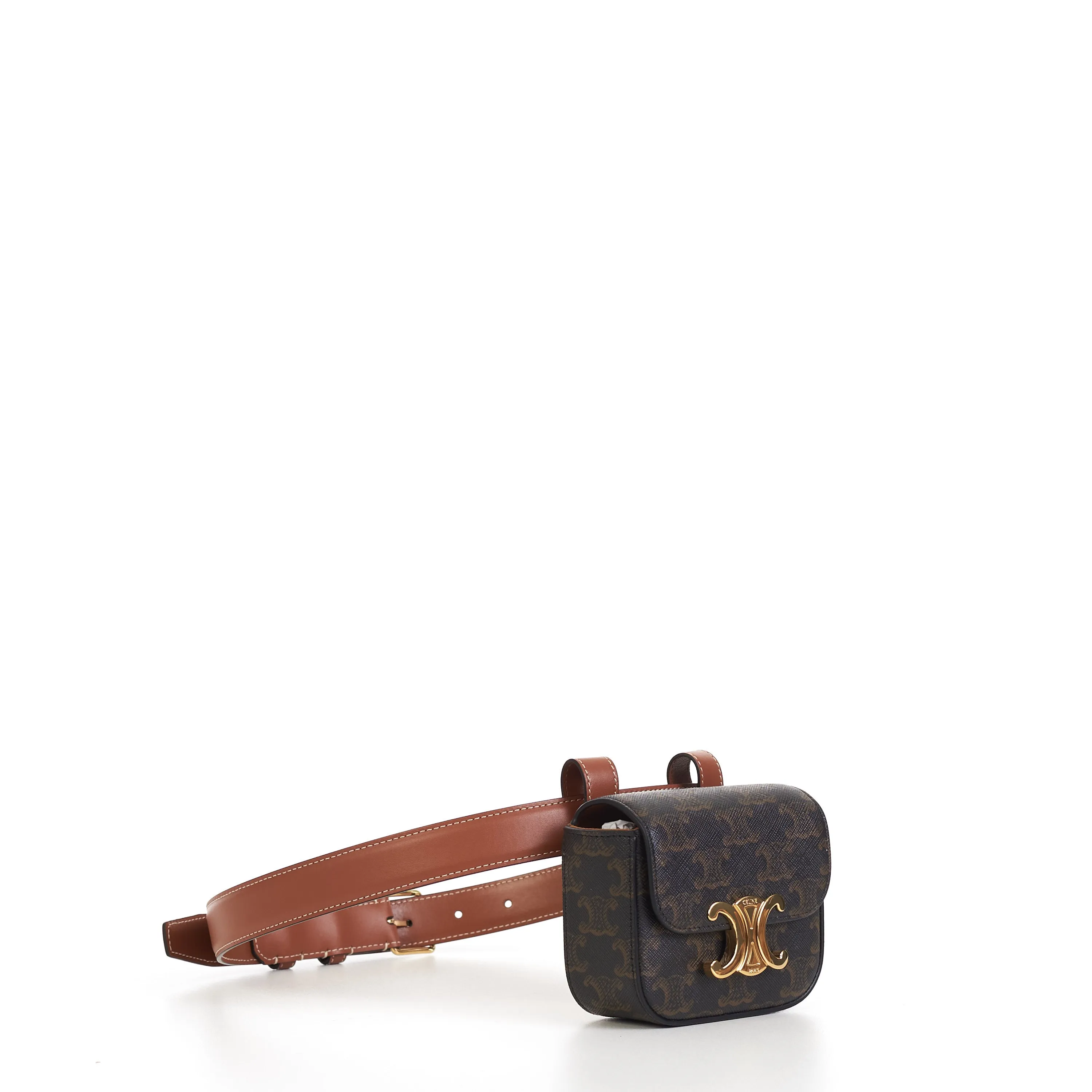 Belt Bag Triomphe Belt In Tan Brown Triomphe Canvas And Calfskin