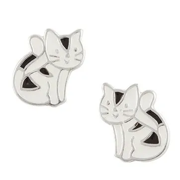 Black Tabby Cat Post Earrings