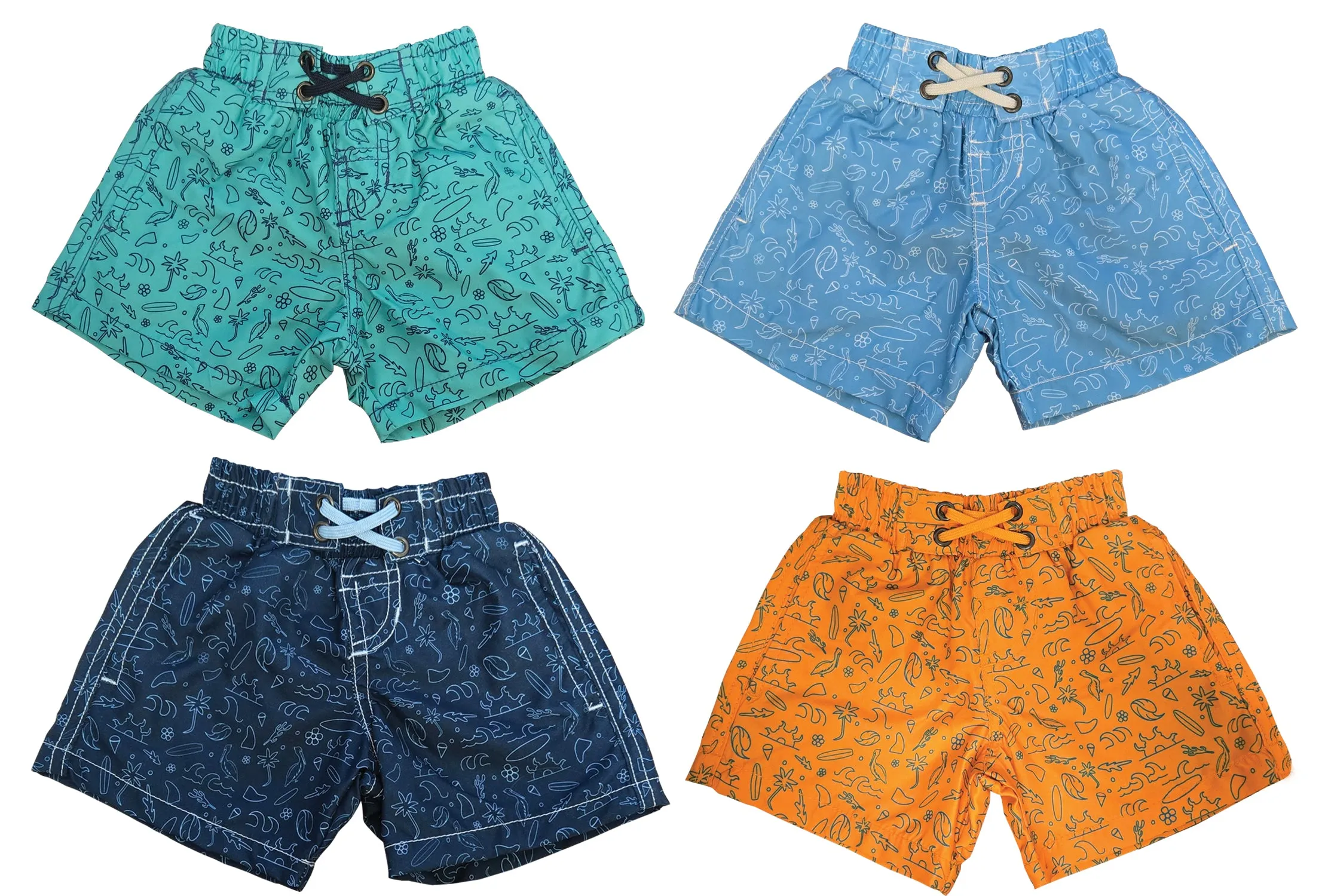 BT-CRBD - Wholesale Toddler Boy's "Beach Decal" Print Swim Trunk