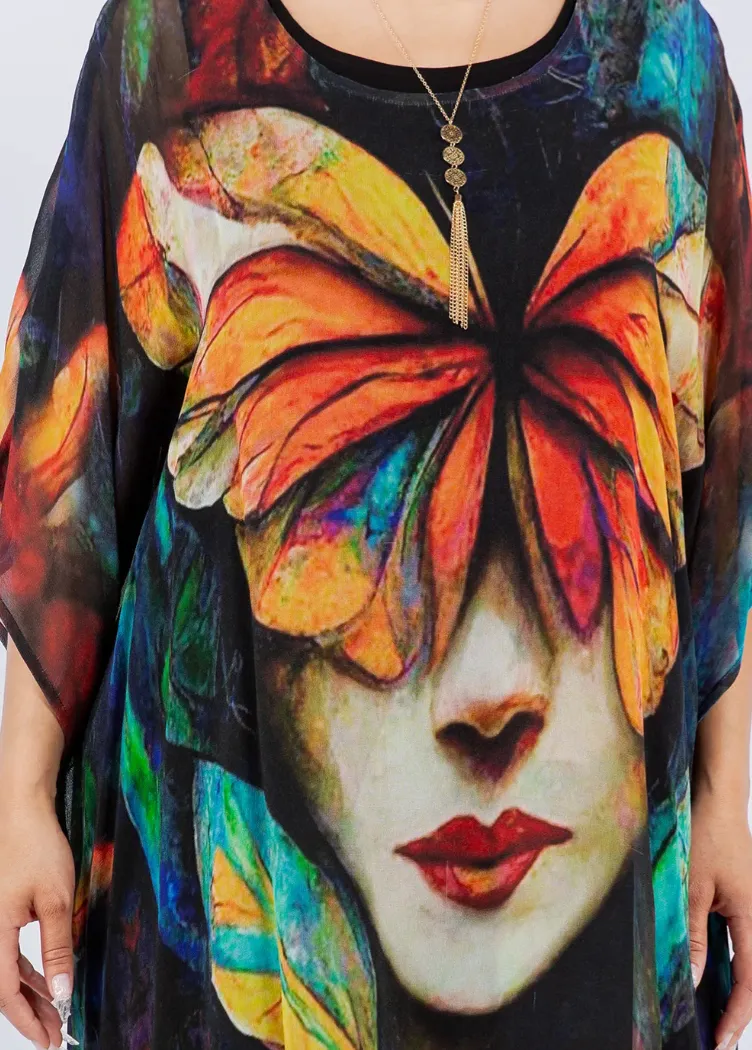Butterfly Woman Oversize Pacifica Tunic Lagenlook Boho Hippie Chic SML-6X 