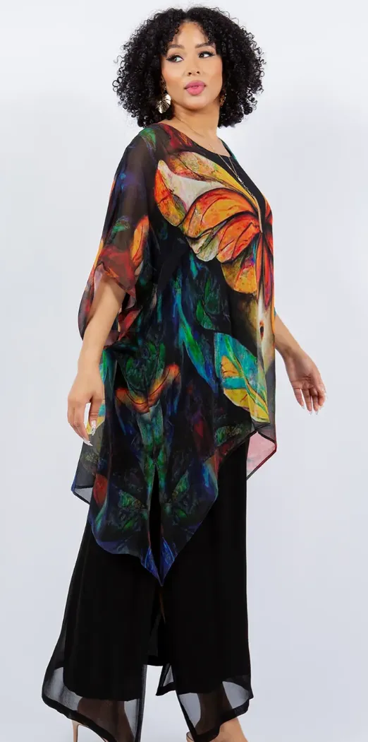 Butterfly Woman Oversize Pacifica Tunic Lagenlook Boho Hippie Chic SML-6X 