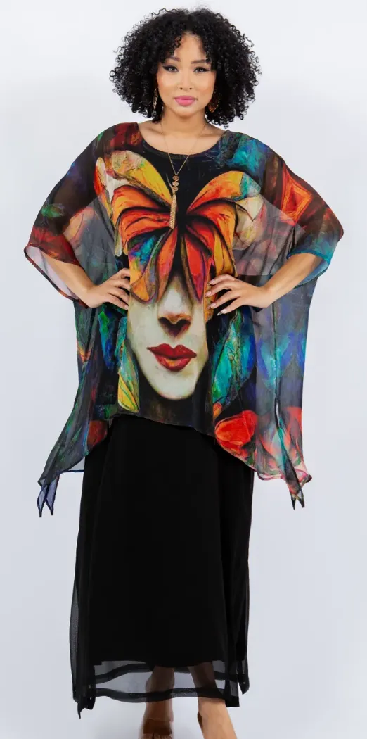 Butterfly Woman Oversize Pacifica Tunic Lagenlook Boho Hippie Chic SML-6X 