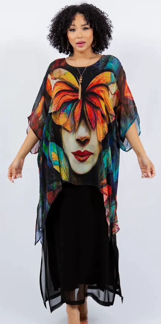 Butterfly Woman Oversize Pacifica Tunic Lagenlook Boho Hippie Chic SML-6X 