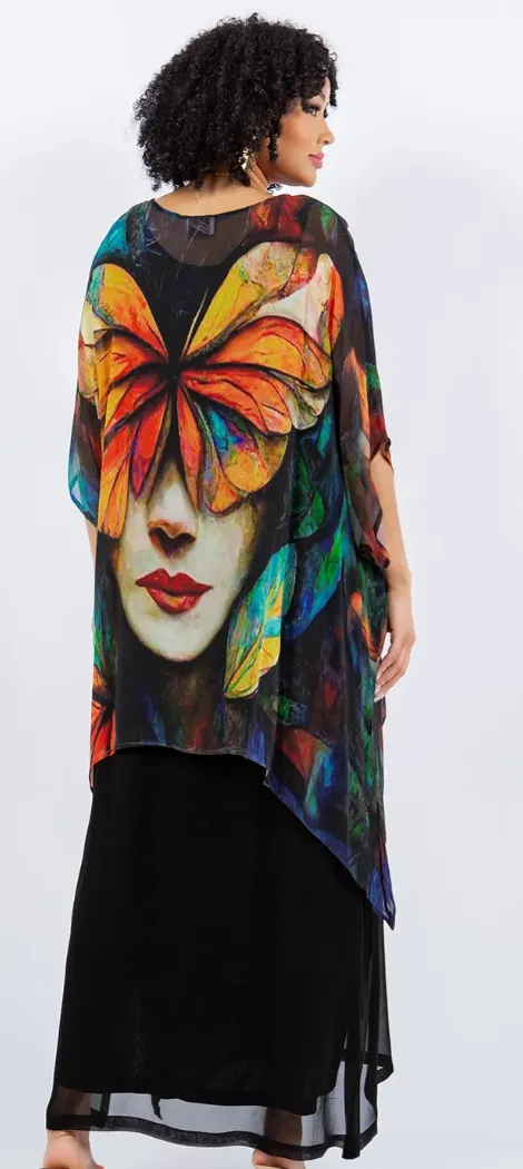 Butterfly Woman Oversize Pacifica Tunic Lagenlook Boho Hippie Chic SML-6X 