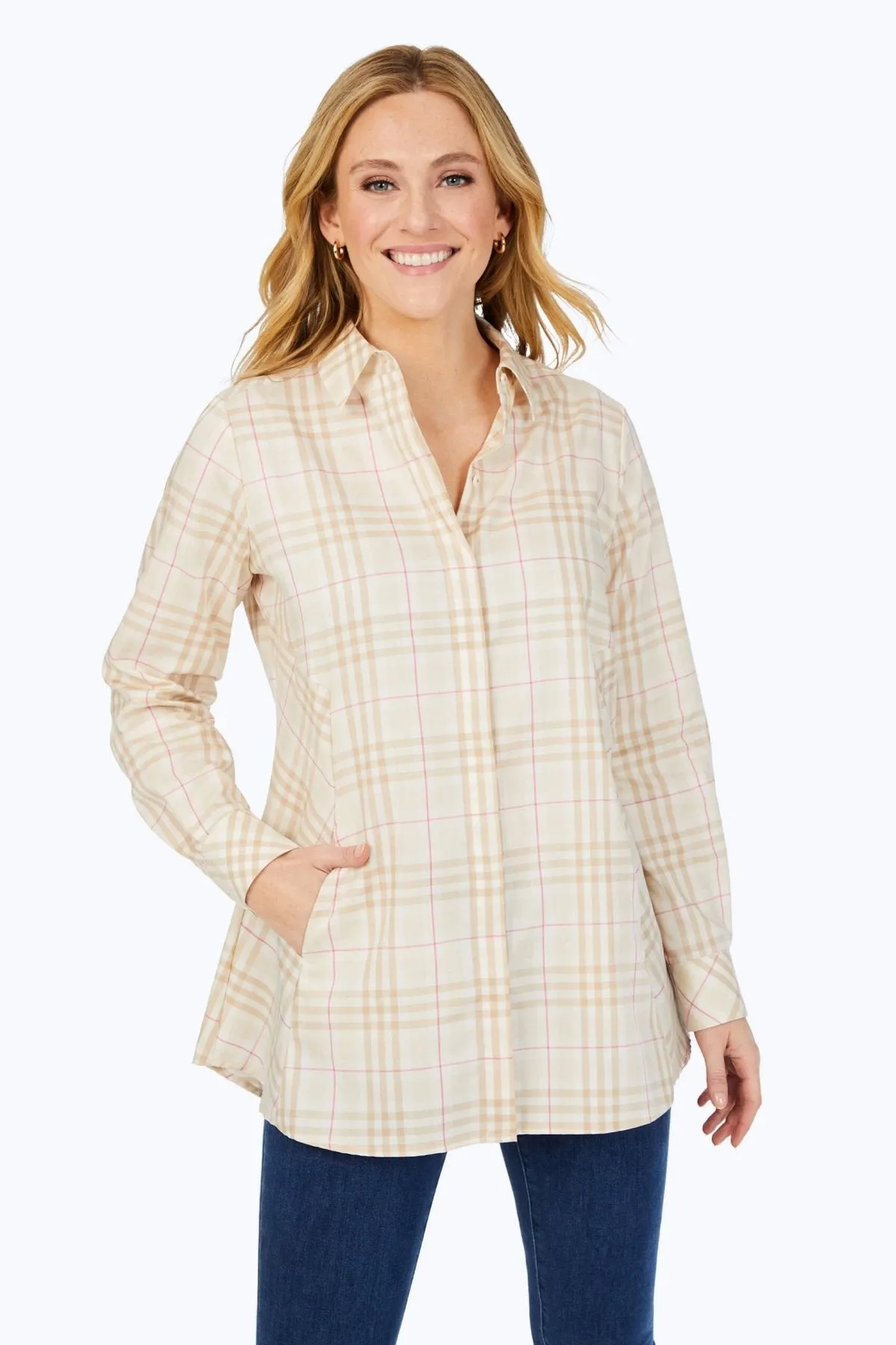 Cici No Iron Warm Plaid Tunic