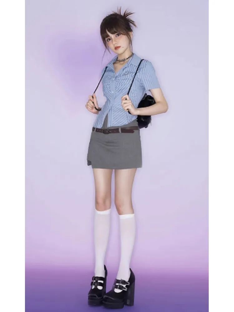 College style blue shirt【s0000002869】
