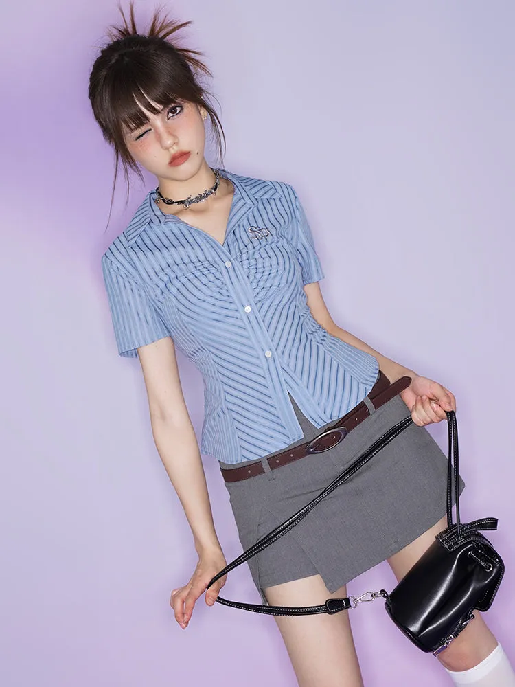 College style blue shirt【s0000002869】