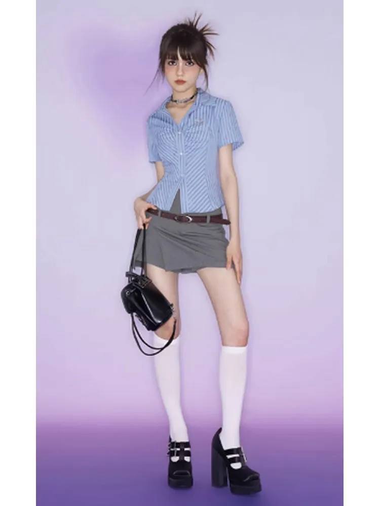 College style blue shirt【s0000002869】