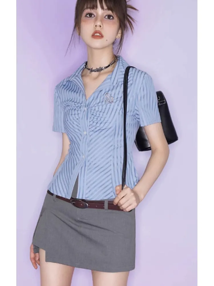 College style blue shirt【s0000002869】