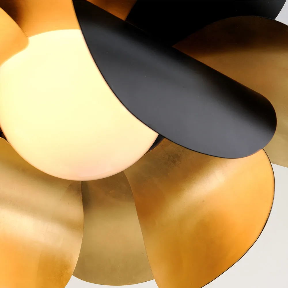 Corbett Lighting Ginger Black Base And Opal White Shade Pendant