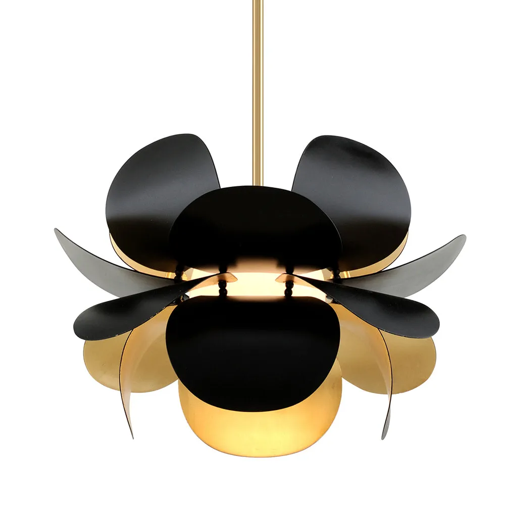 Corbett Lighting Ginger Black Base And Opal White Shade Pendant