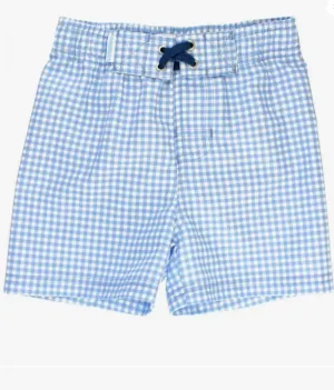 Cornflower Blue Gingham Swim Trunks