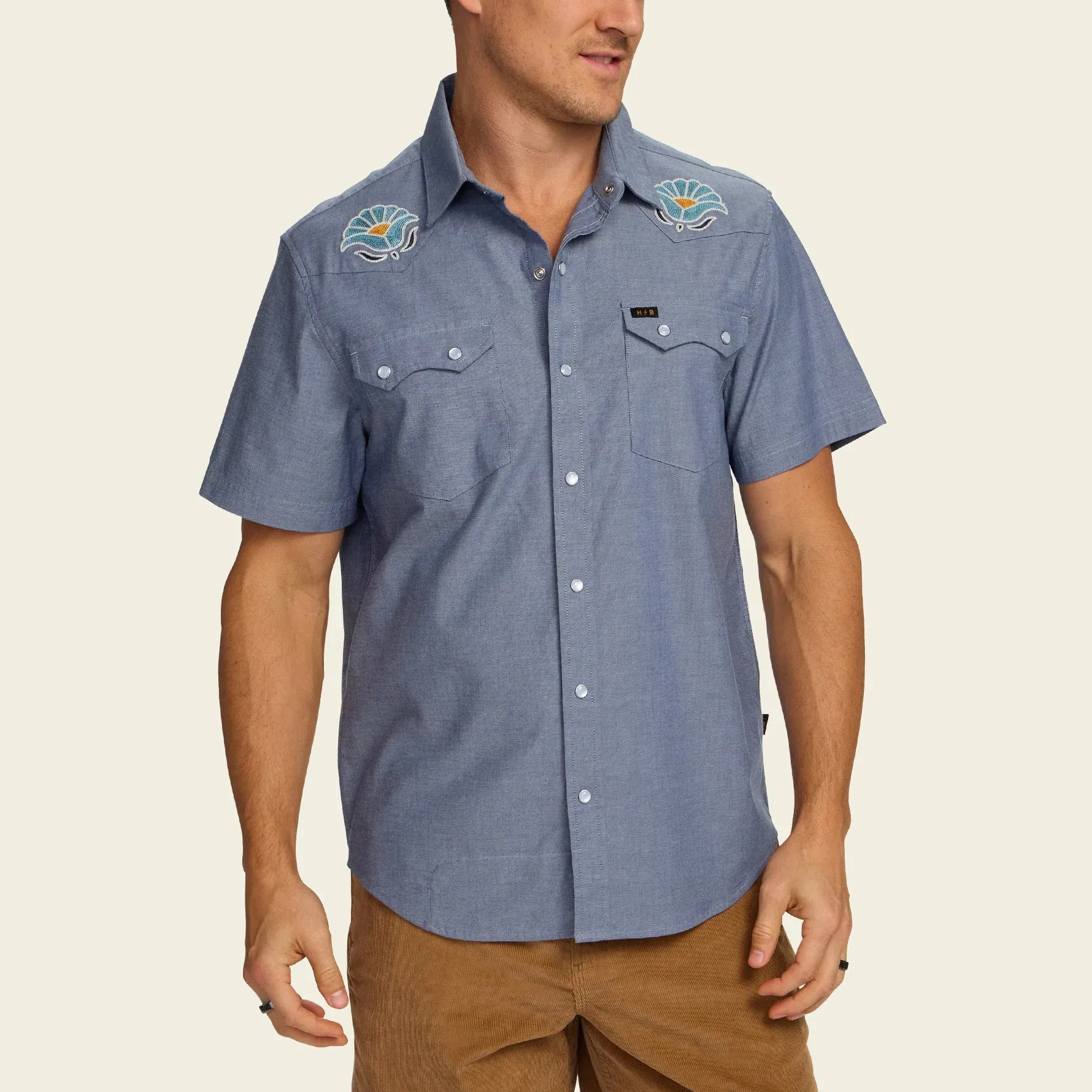 Crosscut Deluxe Short Sleeve Shirt Fresh Blooms : Indigo