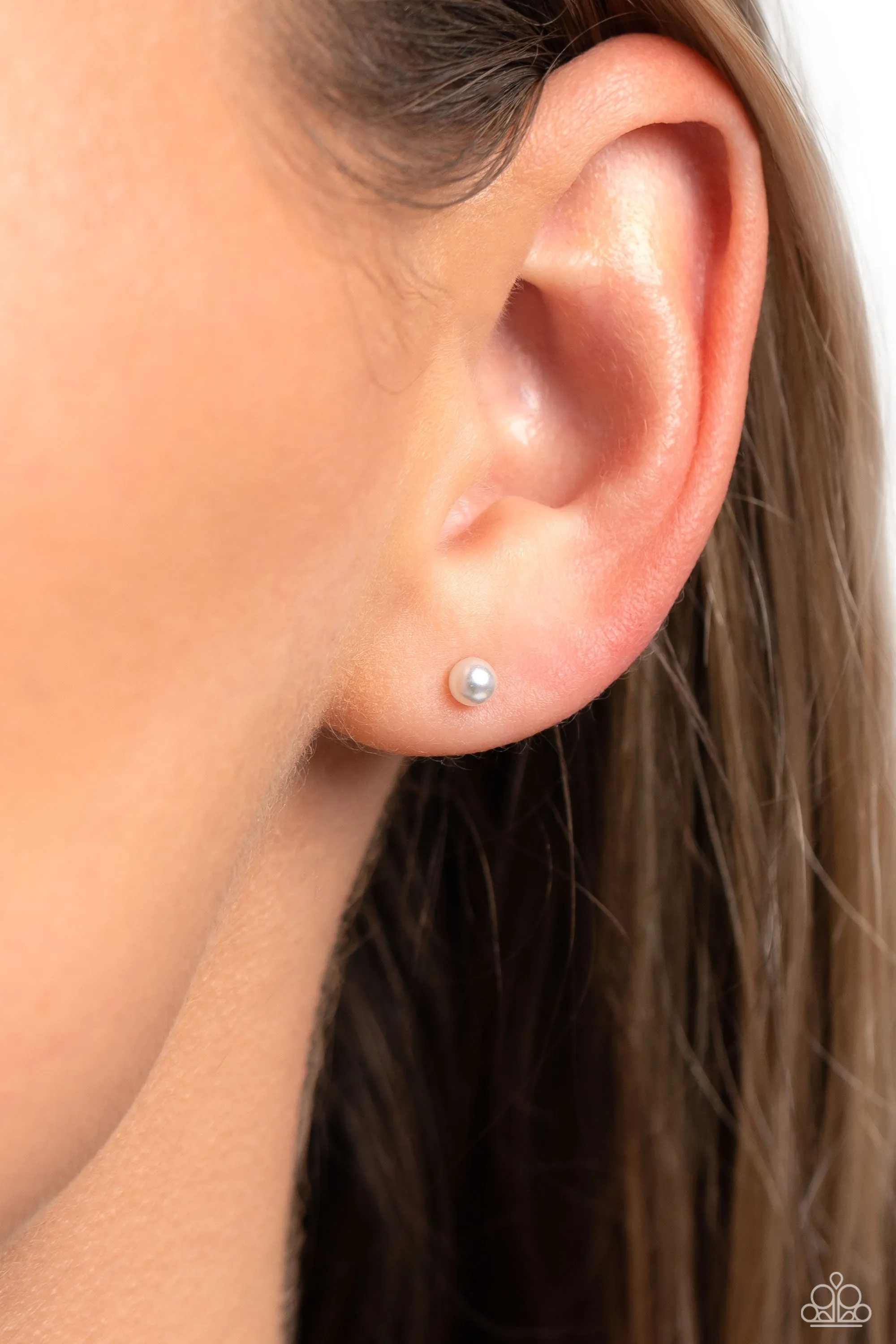 Dainty Details - White Post Earrings - Paparazzi Accessories