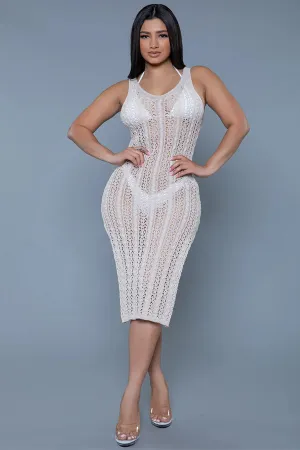 Delilah Midi Dress Cover-Up  Sleeveless Beach Swimsuit Cover with Side Slit & Deep U-Back