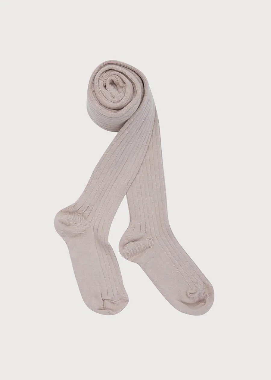 Dusky Pink Ribbed Tights (0mths-10yrs)