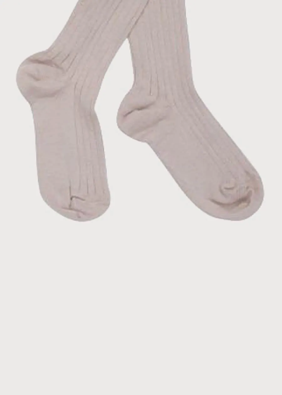 Dusky Pink Ribbed Tights (0mths-10yrs)