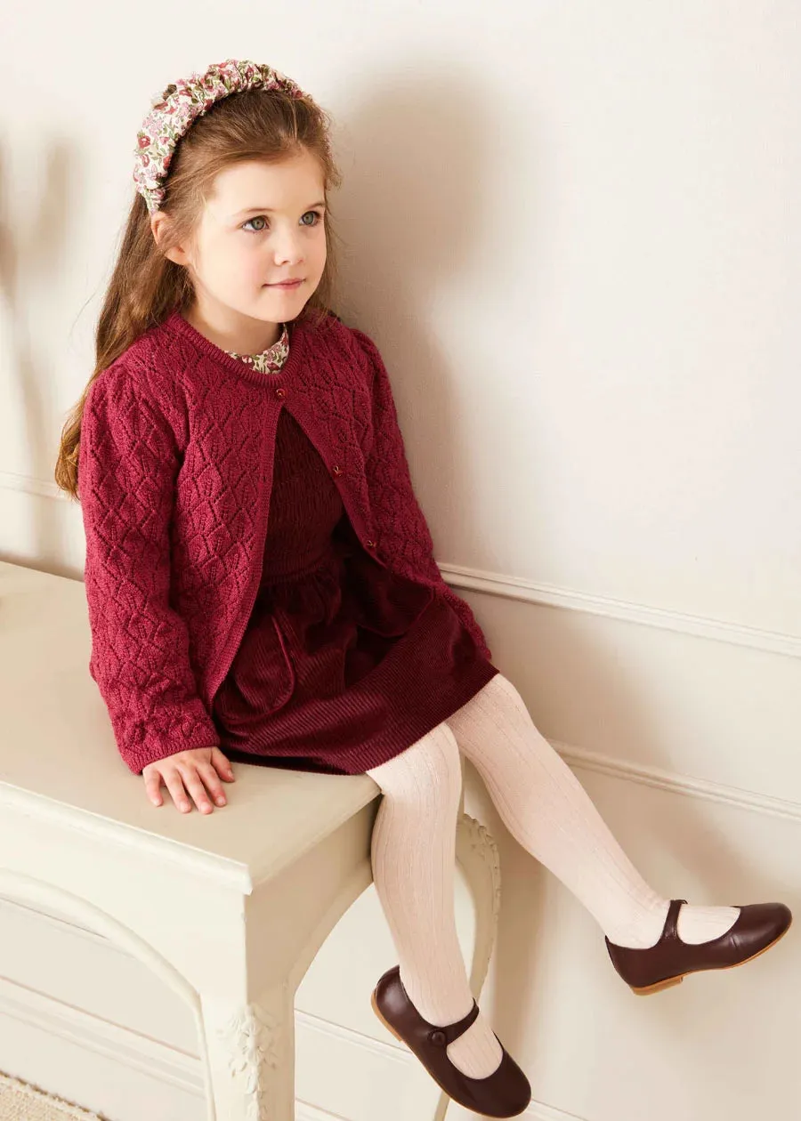 Dusky Pink Ribbed Tights (0mths-10yrs)