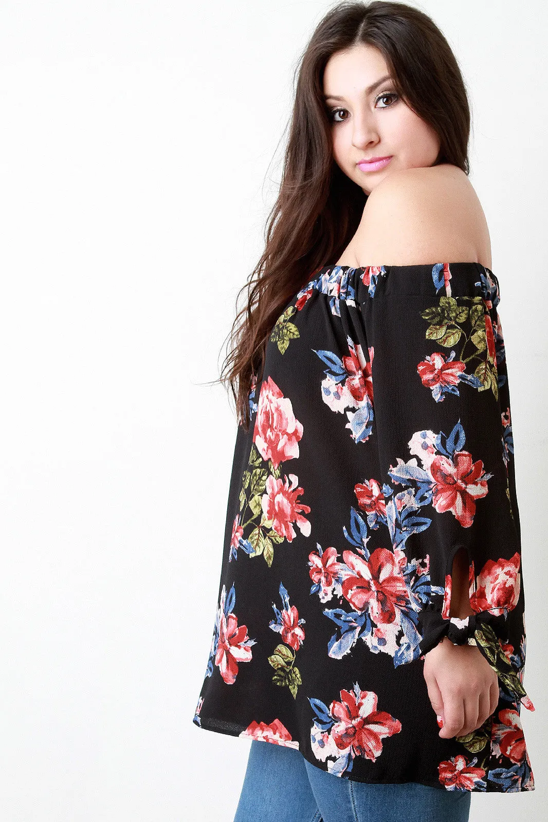 Garden Party Off The Shoulder Tie Cuff Top