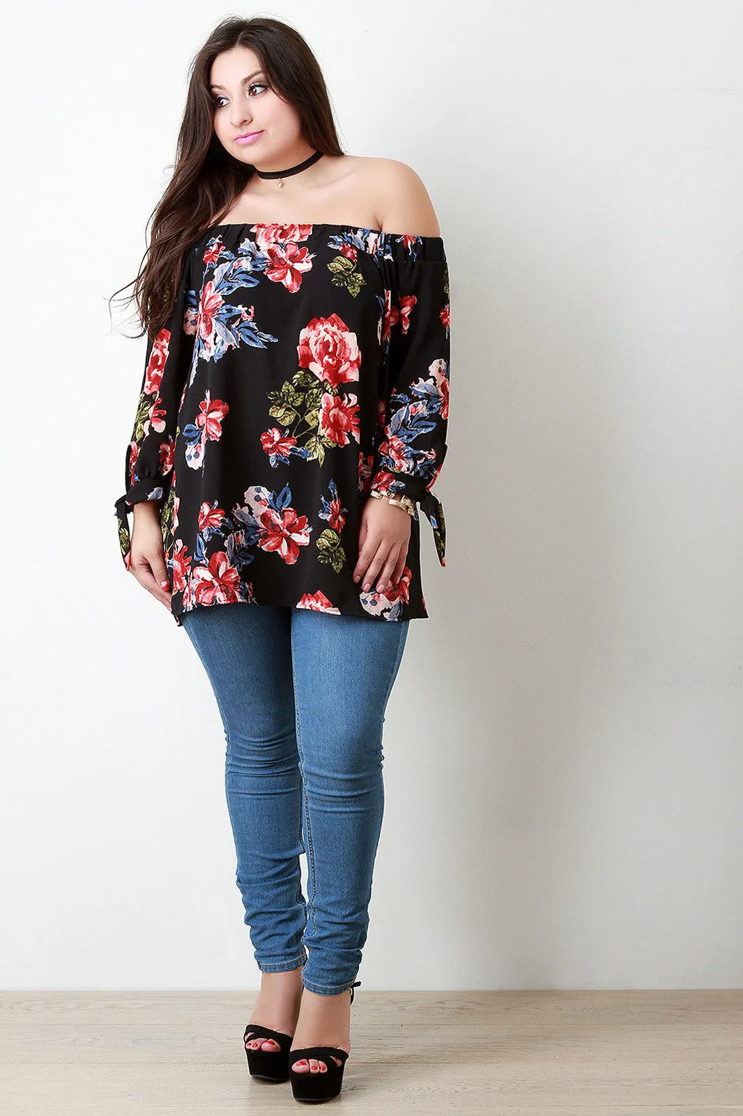 Garden Party Off The Shoulder Tie Cuff Top