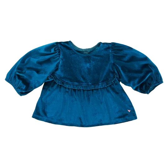 Girls Tops | Rowan Velour - Midnight Blue | Pink Chicken