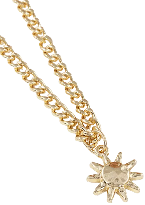 Gold Hammered Sun Necklace