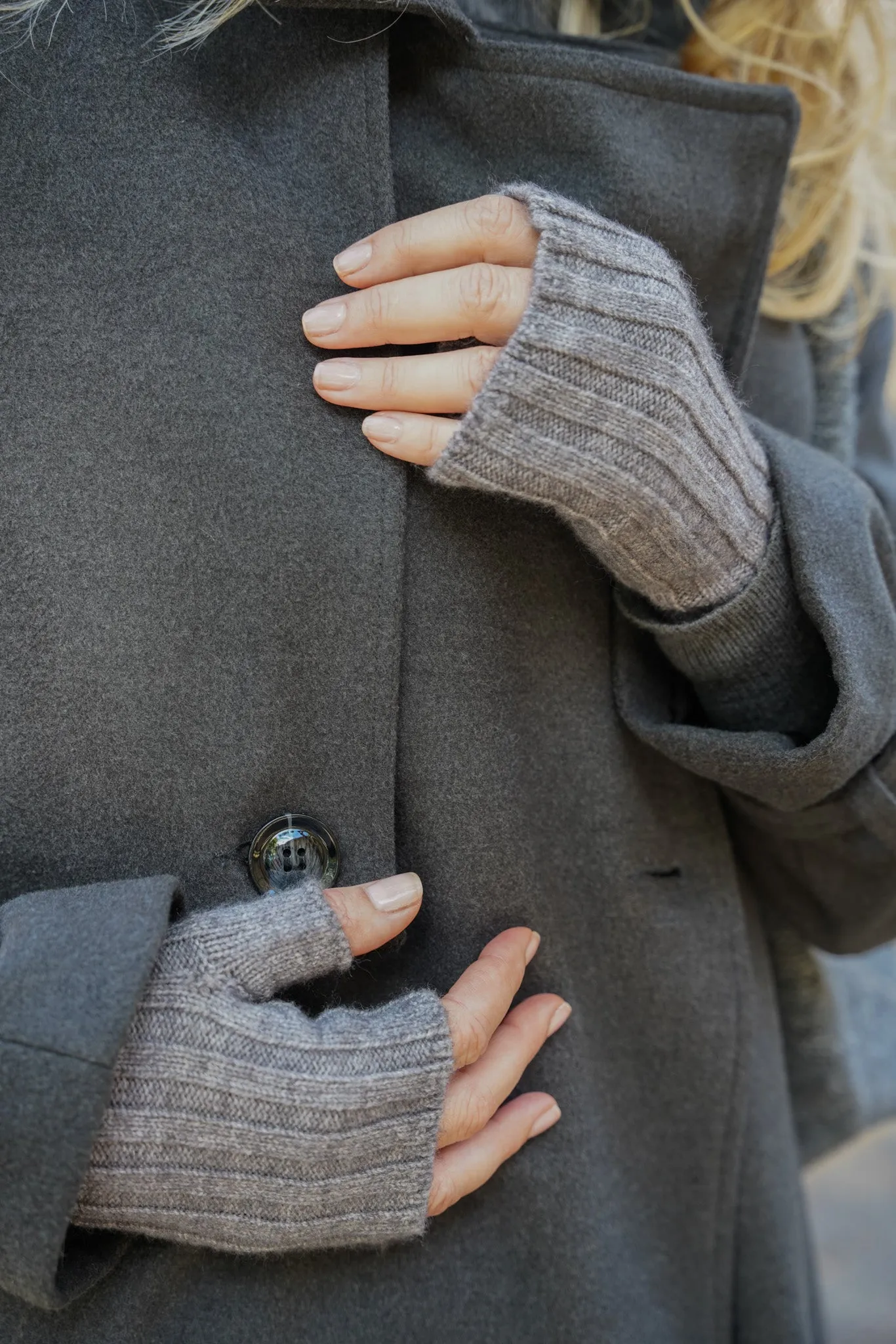 Grey Cut Off Gloves