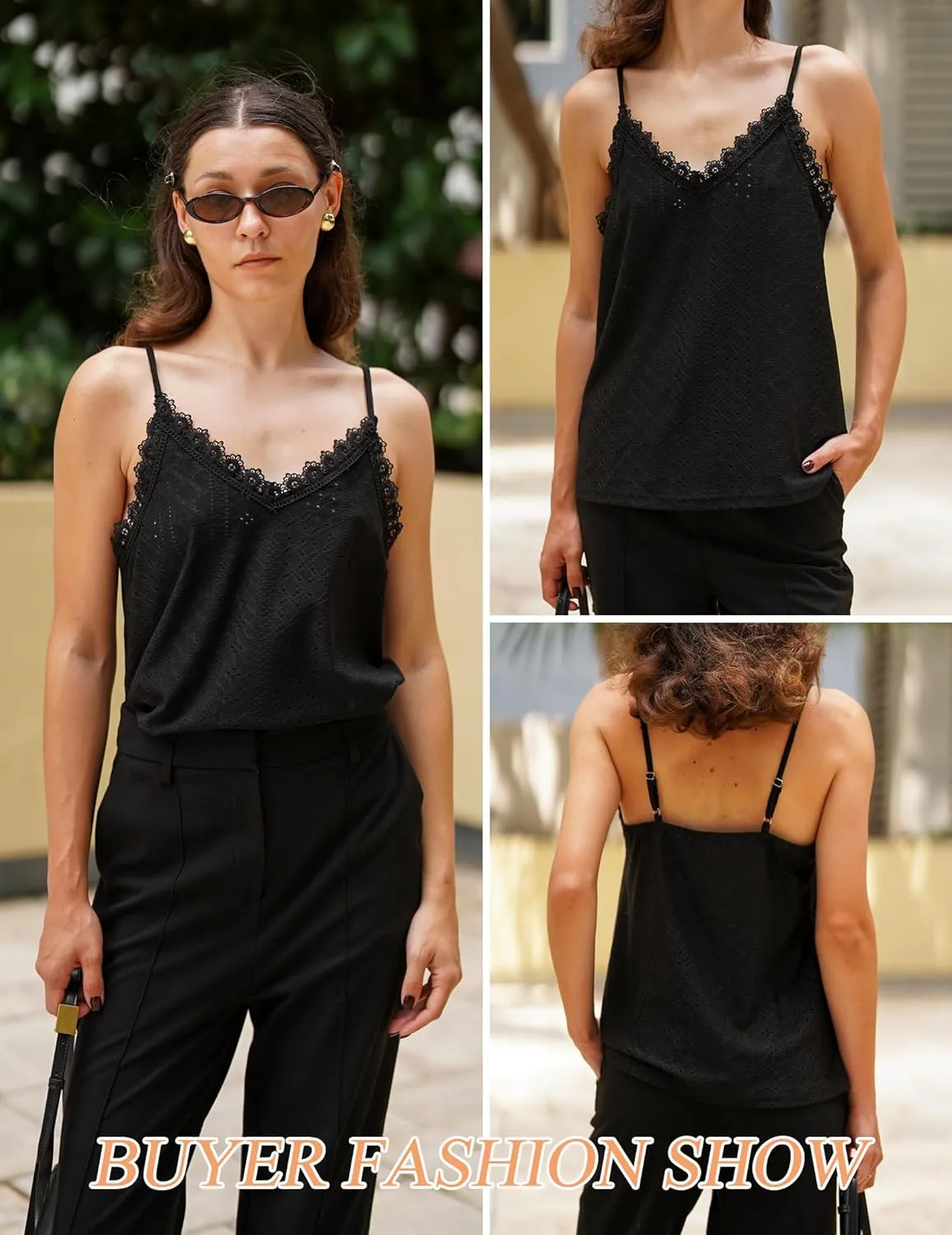 HOTOUCH Camisole for Women V Neck Spaghetti Strap Tank Tops Sleeveless Blouses Loose Fit