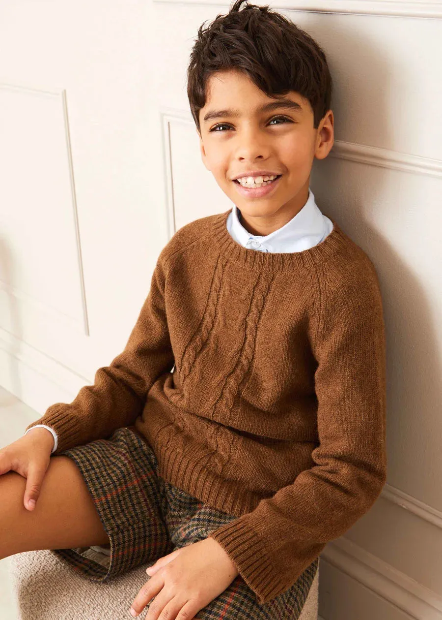 Houndstooth Shorts in Brown (4-10yrs)