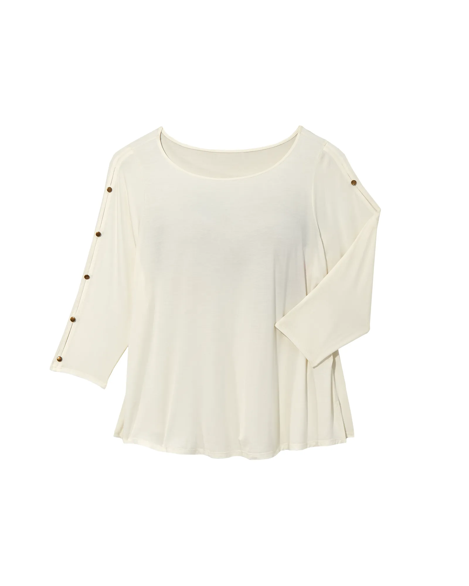 Ione Button Sleeve Top | White