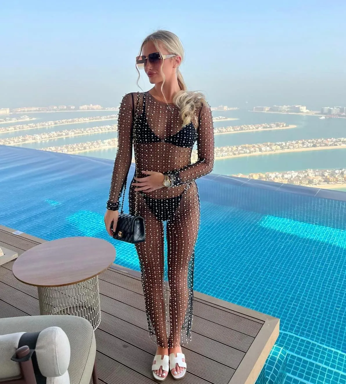 KMBANGI Women Sexy Sheer Mesh Long Dress Bikini Cover Up See Through Maxi Dress Summer Beach Sundress Swimwear
