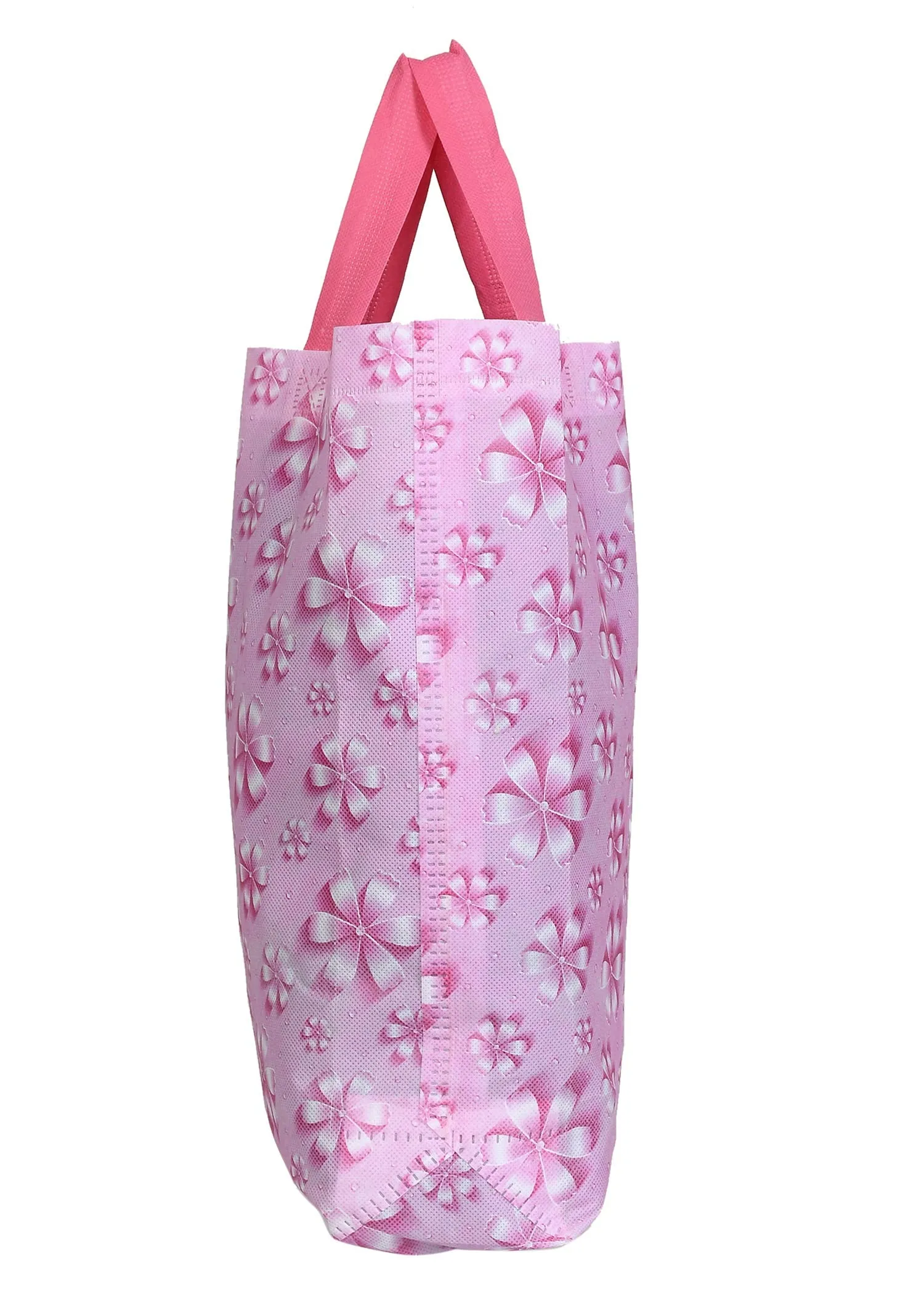 Kuber Industries Paper, Plastic Non Woven Bag Tote/Carry Bags with Handles Party Favor Pack of 6- Flower (Pink) F_26_KUBBMART016968