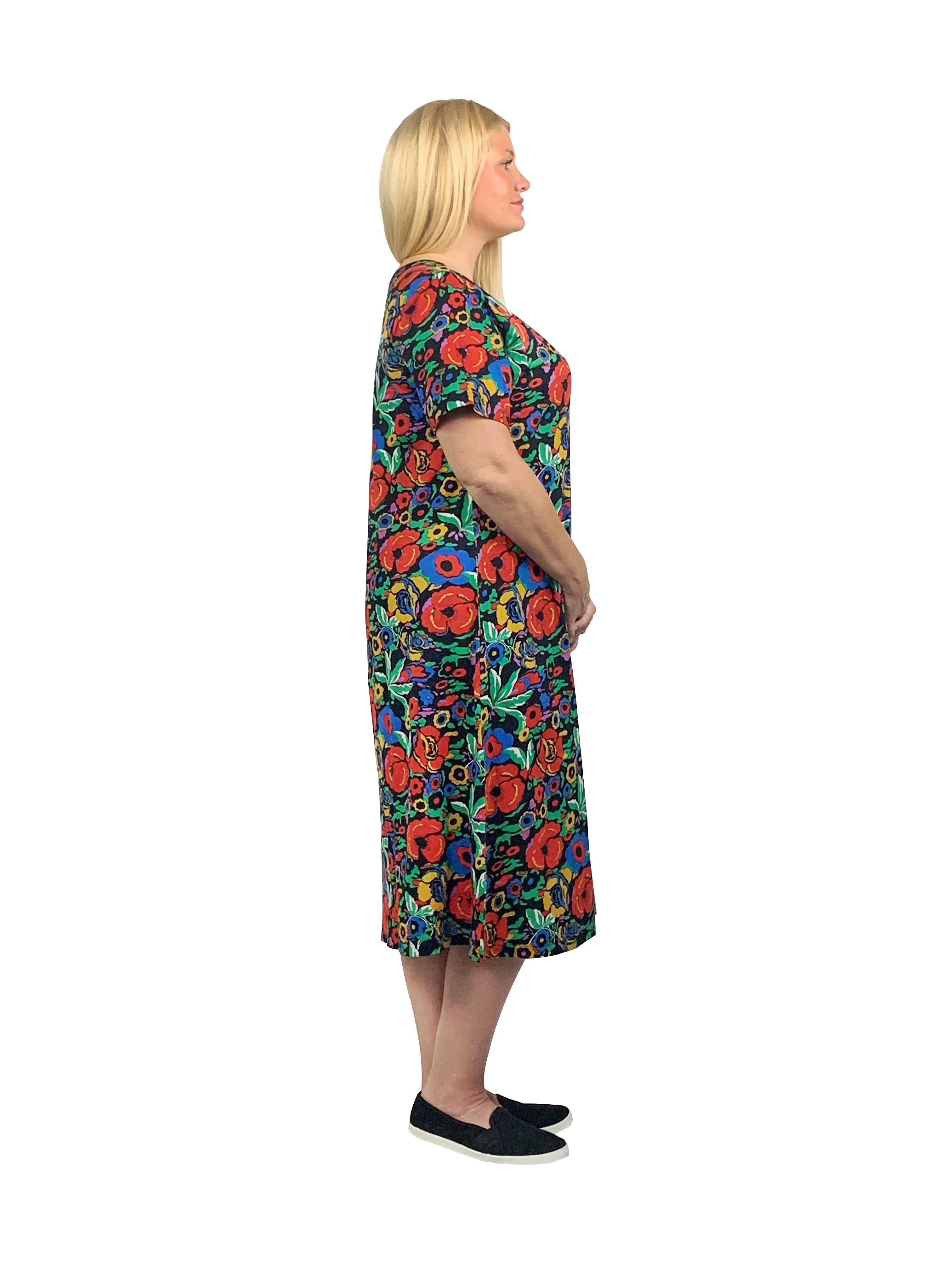 La Cera Printed 100% Cotton Knit A-Line Dress
