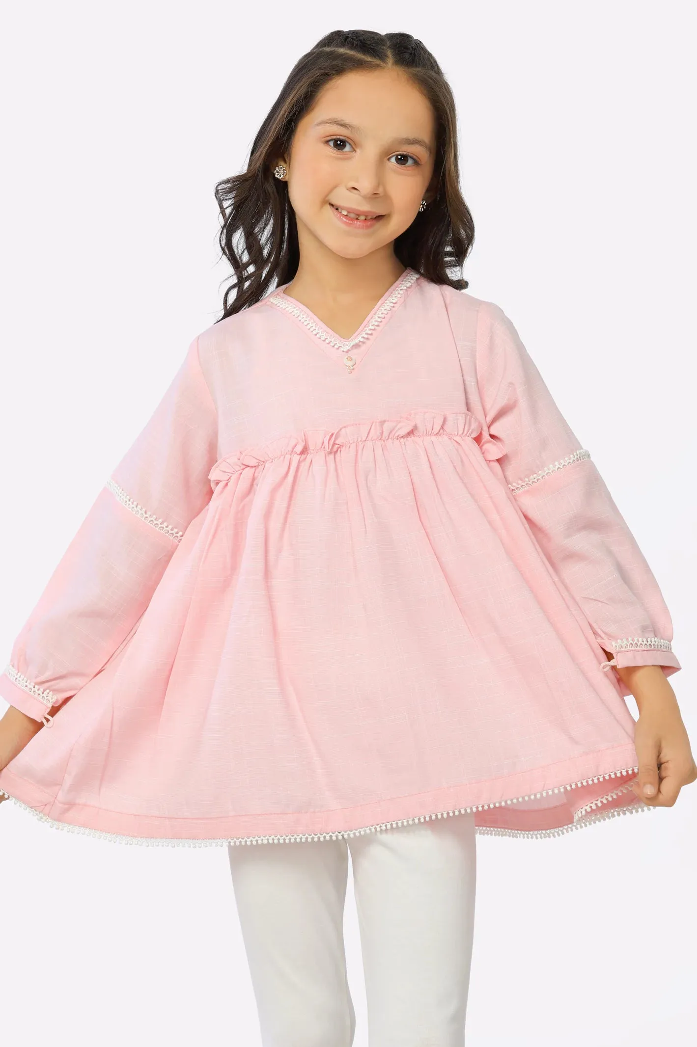 Light Pink Chambray Girls Kurti