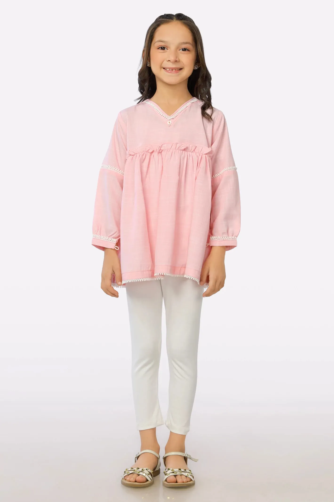 Light Pink Chambray Girls Kurti