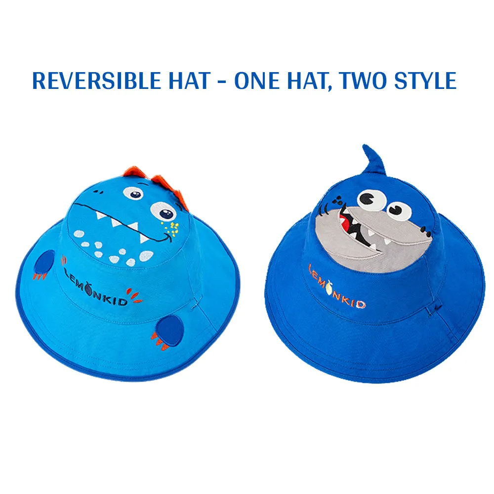 Little Surprise Box Blue Dual Side Reversible Sun Hat with UPF50  for Toddlers& Kids