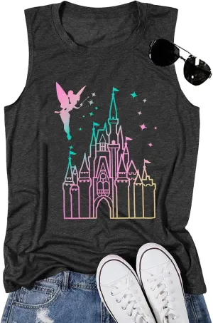 Magical Tank Tops Women Magic Kingdom Tank Fairy Castle Tshirt Girls Trip Tee Family Vacation Shirt Summer Sleeveless Tops