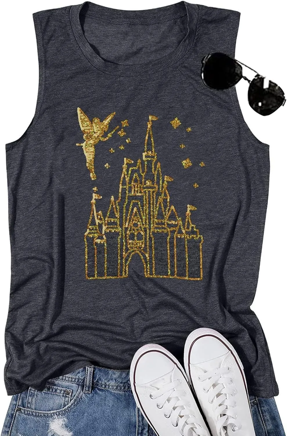 Magical Tank Tops Women Magic Kingdom Tank Fairy Castle Tshirt Girls Trip Tee Family Vacation Shirt Summer Sleeveless Tops