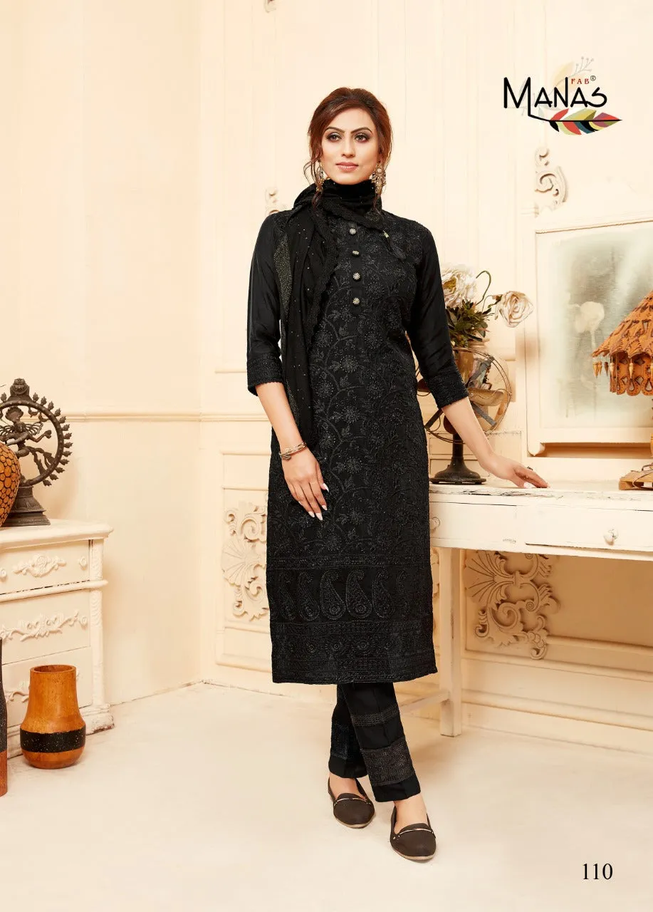 Manas Lucknowi Fancy Fabric Stylish Designer Kurti Collection