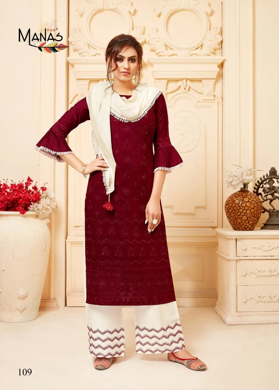 Manas Lucknowi Fancy Fabric Stylish Designer Kurti Collection