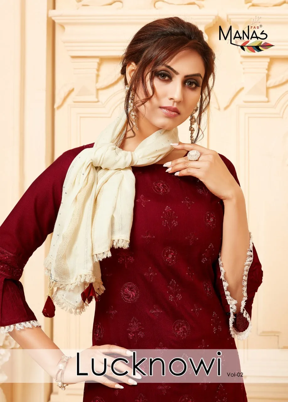 Manas Lucknowi Fancy Fabric Stylish Designer Kurti Collection