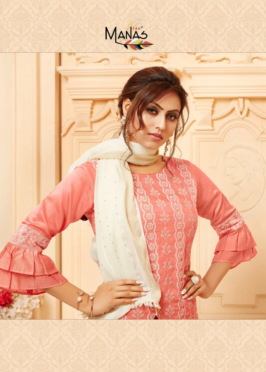 Manas Lucknowi Fancy Fabric Stylish Designer Kurti Collection