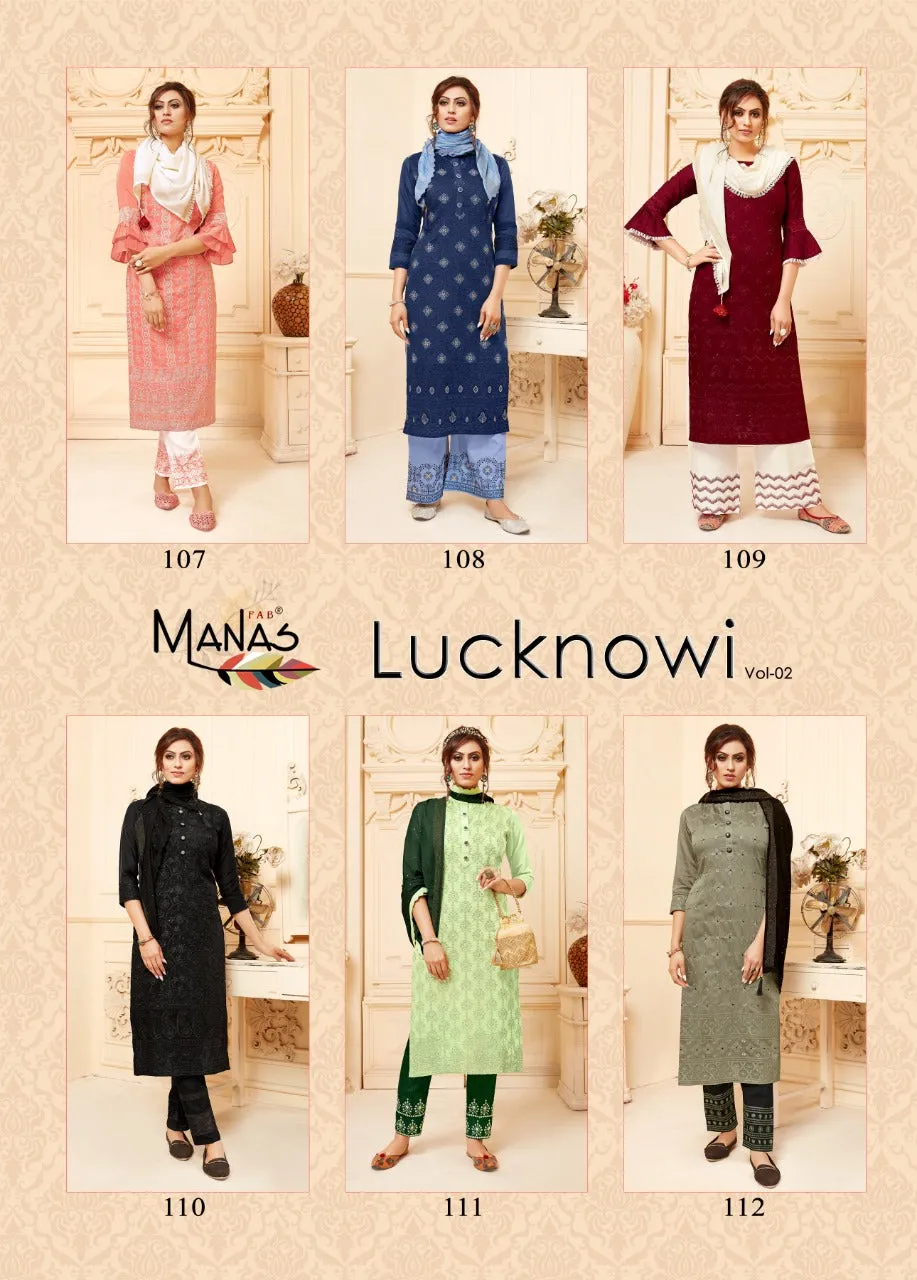 Manas Lucknowi Fancy Fabric Stylish Designer Kurti Collection